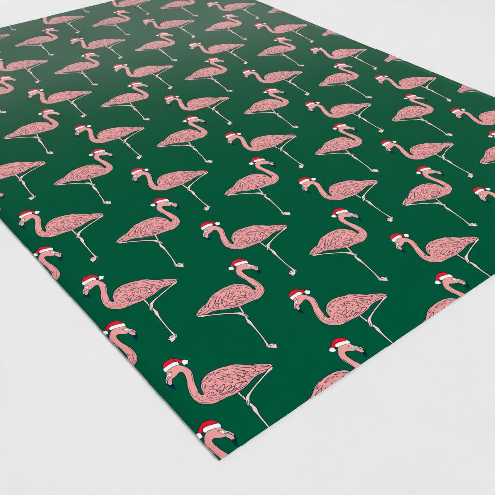 Flamingo in Santa Hat  |  Green