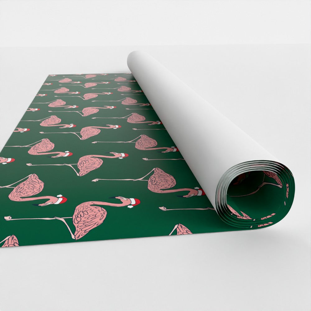 Flamingo in Santa Hat  |  Green