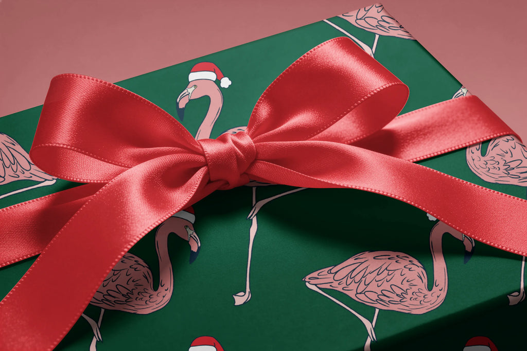 Flamingo in Santa Hat  |  Green